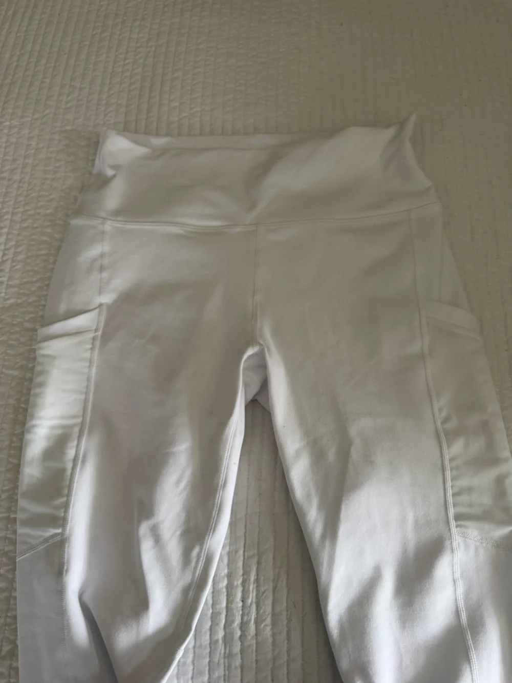 Fabletics White PowerHold Leggings with Subtle Logo - Picture 5 of 8